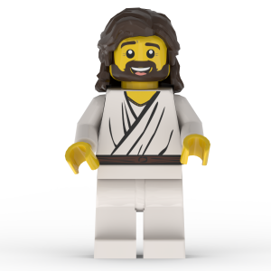 Front view of Jesus custom printed LEGO minifigure by The Word Bricks