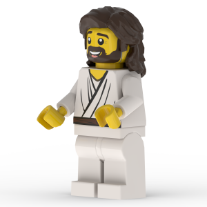 Front right view of Jesus custom LEGO minifigure by The Word Bricks