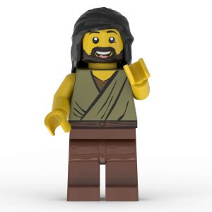 Front view of Andrew the disciple custom printed LEGO minifigure by The Word Bricks