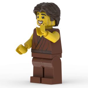 Front right view of Peter custom LEGO minifigure by The Word Bricks