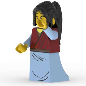 Front right view of Mary Magdalene custom LEGO minifigure by The Word Bricks
