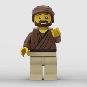 Official LEGO minifigure blank custom-printed as John the Apostle, author of the Gospel of John, The Letters of John 1,2 and 3 as well as the book of Revelation — The Word Bricks custom Christian minifigure.