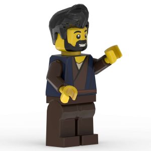 Front left angle of James son of Zebedee LEGO minifigure with detailed robe printing