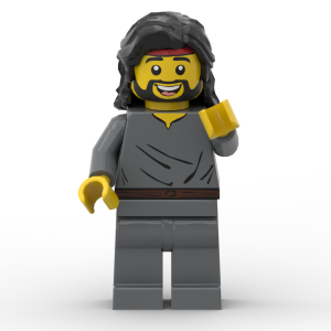 Official LEGO minifigure blank custom-printed as Philip the Apostle, known for inviting Nathanael to meet Jesus — The Word Bricks Christian minifigure.