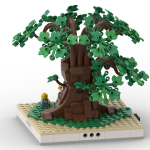 Rear perspective of the Jesus and the Children scene featuring Jesus seated at the tree with children approaching.