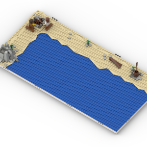 Rearranged modular shoreline scene showing Jesus restoring Peter in the faith-based playset.